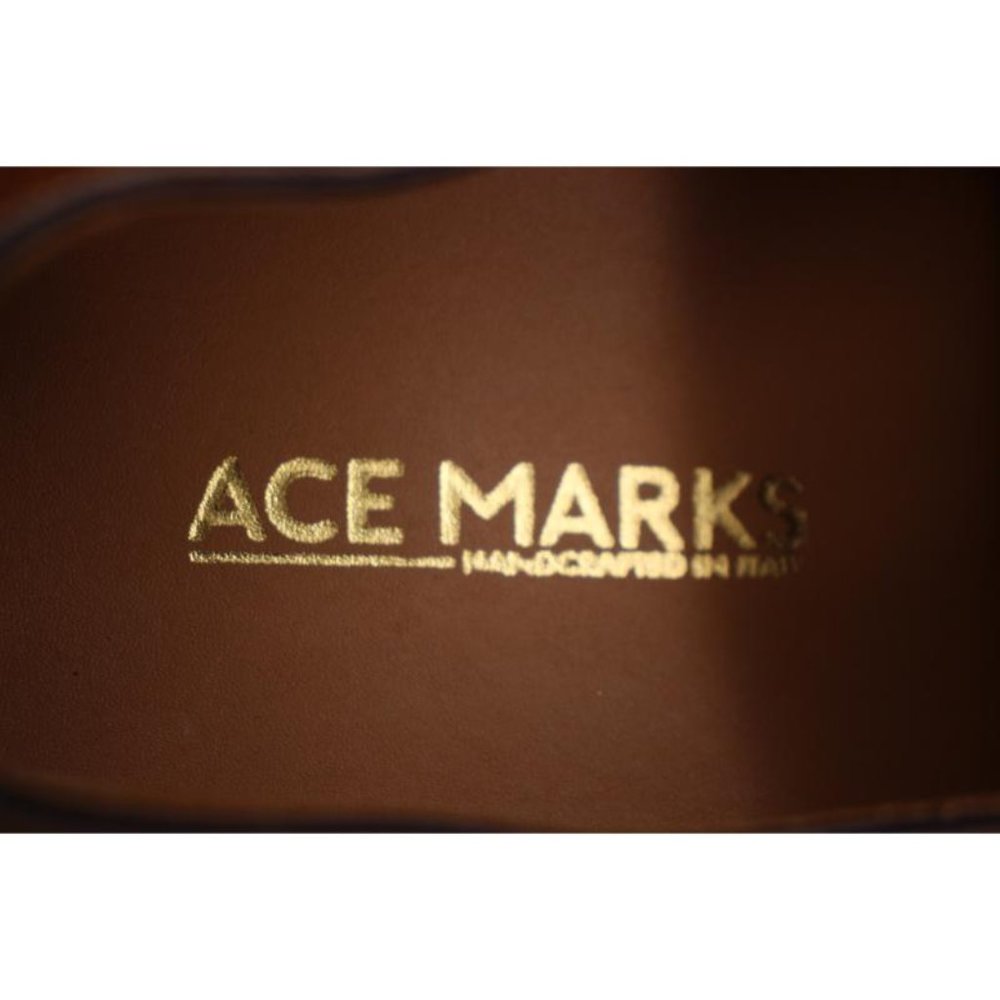 Ace Marks Plain Toe Men's 10 D Dress Shoes Brown Leather Handcrafted In Italy - Picture 10 of 12